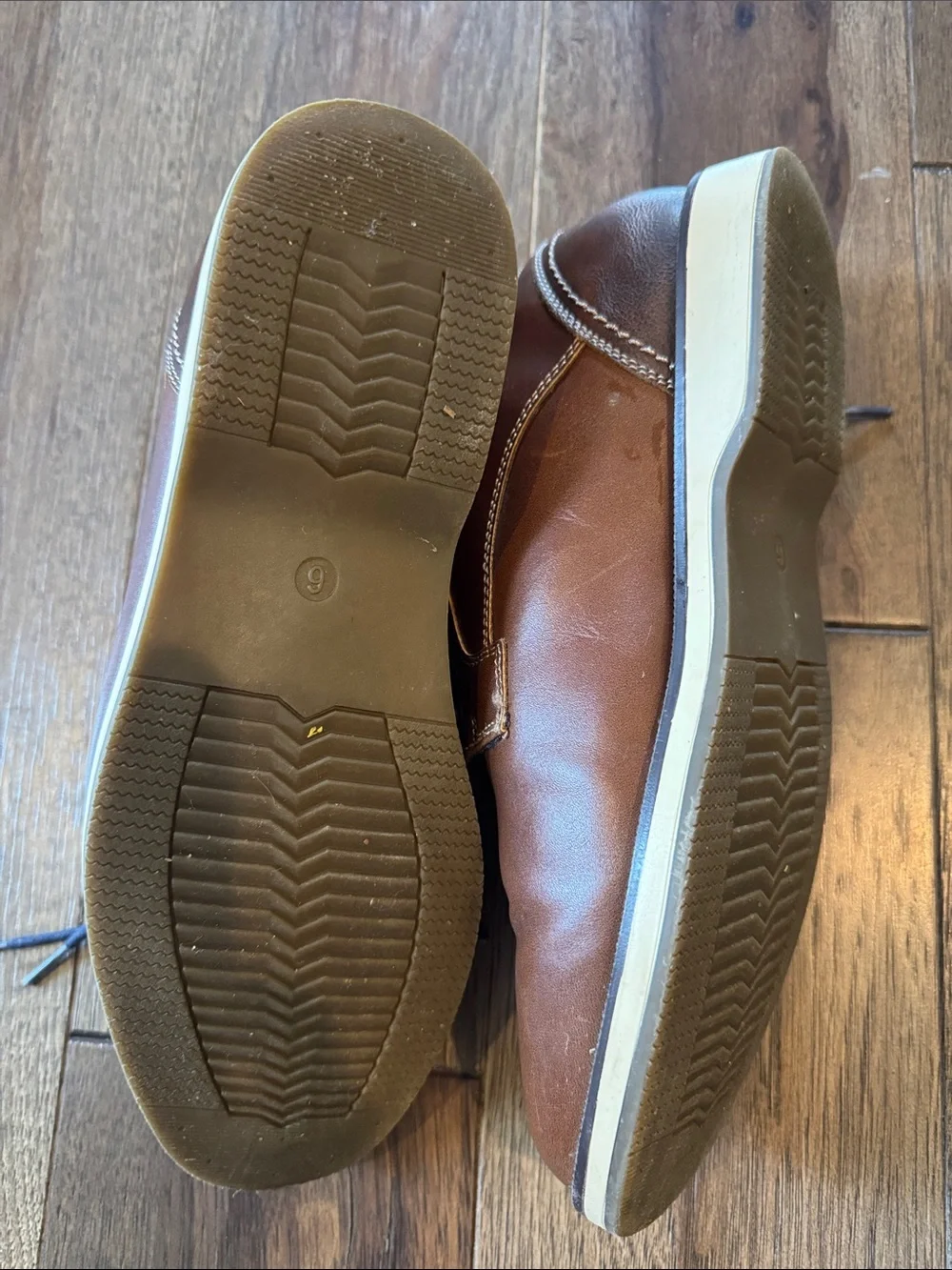 Sonoma Brown Leather Derby Shoes with Navy Accents
